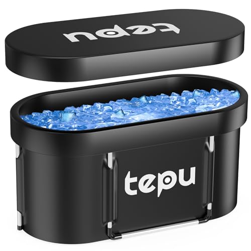 TEPU Bañera de hielo ovalada de 129 galones para atletas, la bañera portátil de inmersión fría es adecuada para la recuperación posterior al ejercicio y relajación después del trabajo, bañera de hielo