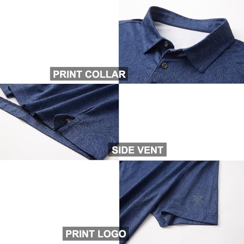 Image of Golf Shirts for Men Dry Fit Short Sleeve Print Performance Moisture Wicking Polo Shirt