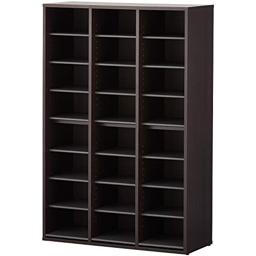 法人様向け オフィスコム シューズラック 靴箱 3列8段 24人用 樹脂棚付き 木製 幅900×奥行350×高さ1350mm ダークブラウン OC-WSR-R3824-DB