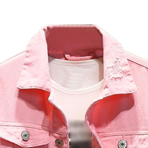 Men's Distressed Ripped Denim Jacket Long Sleeve Button Down Trucker Jacket Casual Holes Washed Jean Coat2