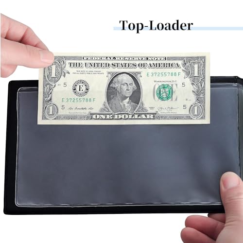 Image of 40 Pockets Banknote Currency Collecting Album - 20 Sheets Clear Dollar /Note Bill Holders World Money Storage Book Collection Supplies Double-Sided Pages for Trading Cards Stamps Tickets-Green