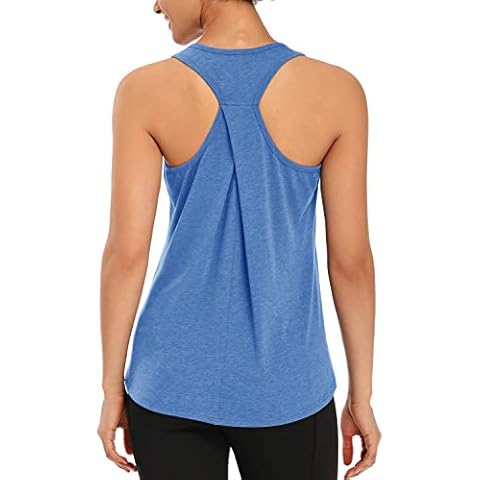 Muzniuer Womens Workout Tops Yoga Shirts Summer Tops for Women Tank Tops for Women Long Tank Sleeveless Yoga Tops Racerback Tank Gym Clothes Blue-1 L Cover