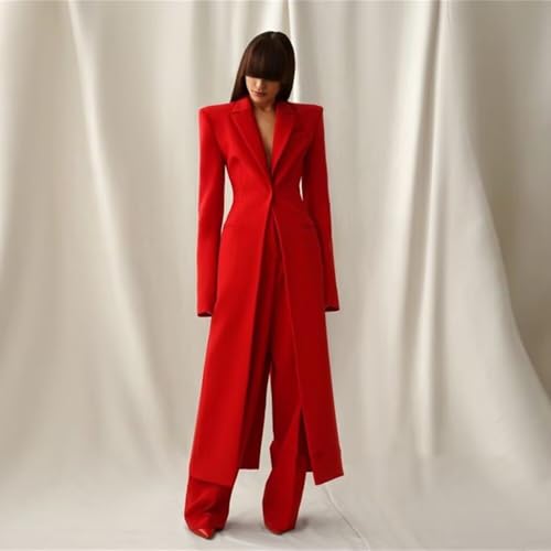 Business Women's Suit Slim Fit 2 Pieces Blazer Pants Street Shot Long Jacket Trousers Luxury Office Work Tuxedos4