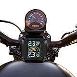 Umifica Motorrad-Reifendruckkontrollsystem | Echtzeit-Reifendrucküberwachungssystem | Überwachung von Reifendruck und -temperatur, drahtloses Solar-TPM mit 2 externen Sensoren, 7 Alarmmodi