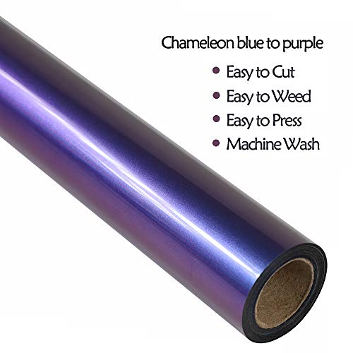 Image of FUNKAKA Chameleon HTV Heat Transfer Vinyl Rolls, 12 inch X 9ft Blue to Purple | Iron on Vinyl for T-Shirt Change Color PU Stretchy HTV Vinyl for All Cutter Machine Easy to Cut & Weed