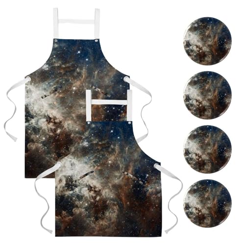 Tablier de serveuse anti-taches espace abstrait pour restaurant