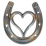 Amosfun Horseshoe Wall Art Decor Hollow Single Heart Horseshoe Wall Sculpture Rustic Horse Shoes Hanging Western Decor Cowboy Party Decorations for Home Garden