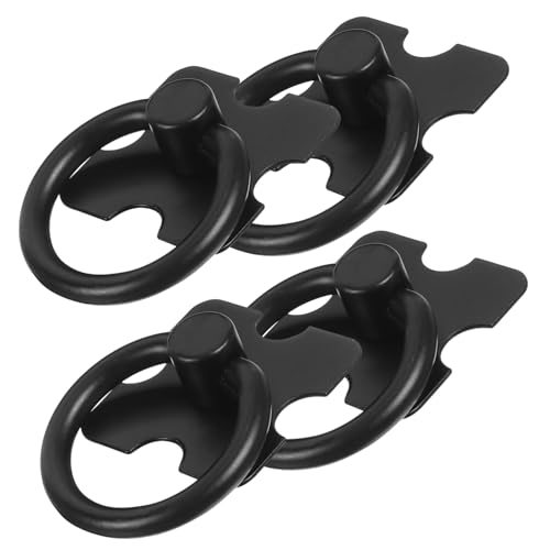 Frcolor 4個 黒色アンティーク調家具取っ手 耐錆性ジンク合製丸型キャビネット引き出しプル ドレッサー衣類収納用クラシックハンドル