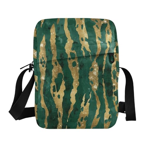 messenger bag crossbody Crossbody Bags For Women Purses Cross Body Bag Adjustable Strap for Outdoor Daily Outdoor Daily- Gold Cheetah Stripes Forestgreen