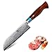 WILDMOK Couteau Santoku de Cuisine 16,8cm - 67 Couches en Acier Damas - Couteau à trancher de qualité Professionnelle résistant aux Taches et à la Corrosion - Série MO