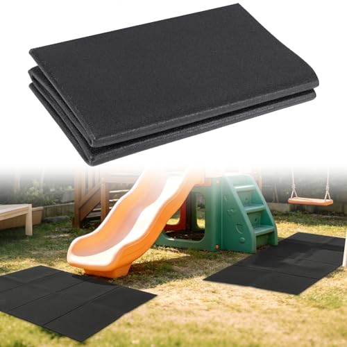 2 PCS Foldable Outdoor Playground Mats, Outdoor Play Mat, High Density Waterproof Anti Slip Floor Pads Double Sided Wear Resistant Protection Mats for Treadmill Swings Slides Indoor and Yard Use