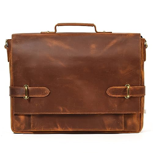 Vintage Men Portfolio Lawyer Briefcase Document Laptop Messenger Shoulder Brief Attache Case