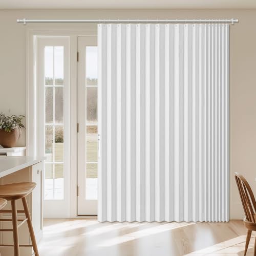 Image of AJAZZ Blackout Accordion Door Curtain 1 Panel 98 inchx78 inch White - Magnetic Folding Room Divider, No-Drill Sliding Patio Closet