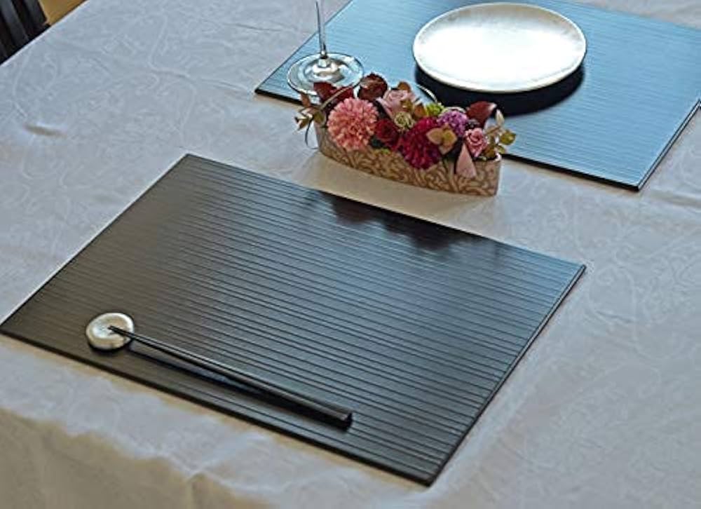 2way 折敷 アジロ　6枚セット　黒　ランチョンマット リバーシブル 2way 折敷 アジロ 6枚セット 黒 ランチョンマット リバーシブル