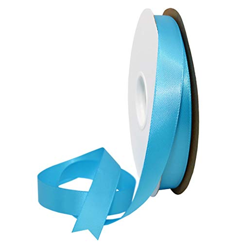 Image of Morex Ribbon 08816 /50-340 Double Face Satin Ribbon, 3 /8 inchx 50 Yd, Turquoise