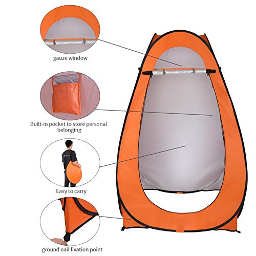 Carpa portátil emergente de privacidad para ducha, tienda portátil instantánea para exterior, inodoro de camping, refugio para lluvia, vestidor para camping, senderismo y playa (Naranja) miniatura 4