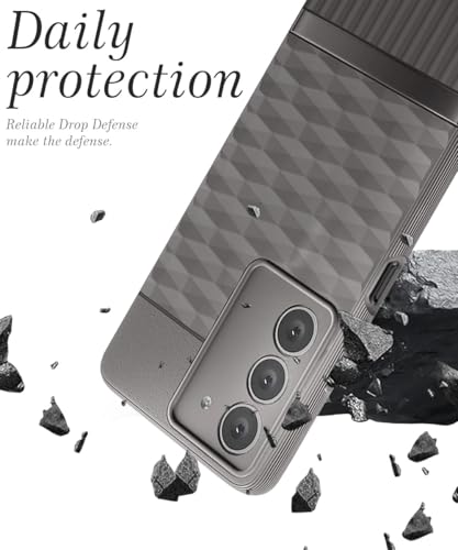 Image of WOW IMAGINE Back Cover for Realme 14x 5G | Realme Narzo 80x | P3x with Hexa Cube Design | Ultra Slim Soft Case | Velvet Fabric | Matte Silicone Flexible Mobile Case | Camera Protection - Grey