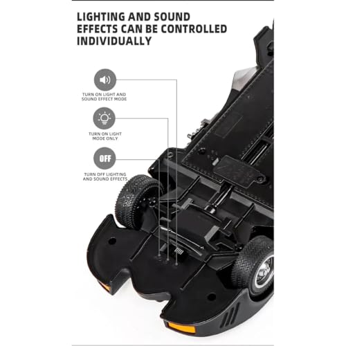 Image of PLUSPOINT Diecast Black Bat Car 1 /24 Scale Model, Pull Back Vehicles Alloy Simulation Supercar with Lights and Sound and Smoke Also for Vehicle Dashboard,Kids,Adult (Black Car)