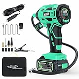 AUTDER 180PSI Portable Air Compressor-Cordless Tire Inflator Comes with Two Power Sources-Battery Powered/12V DC,Digital Pressure Gauge, Automatic Shutoff Perfect for On-The-Go, yellow (NC5049HK)