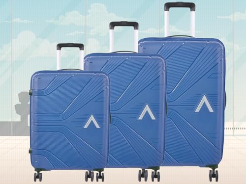 Image of VIP Aristocrat Trolley Bag Set, 55 /65 /75 cm, Hardside PP Shell, Dual Wheels, Multi-Stage System, 10-Number Zipper, 3-Year Warranty (Navy Blue, Set of 3) (Ocean Blue)