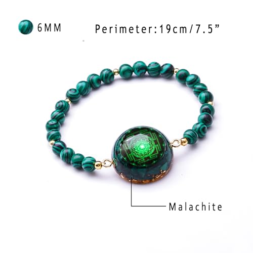 Day Day Up Orgonite Bracelet With Natural Malachite Gemstone & Sri Yantra | Adjustable Healing Quartz Crystal & Chakra Jewelry For Women & Men3