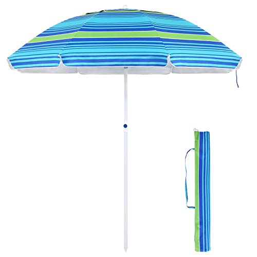 SONGMICS 7 ft Patio Umbrella with Fiberglass Ribs, Beach Umbrella, Heavy Duty Outdoor