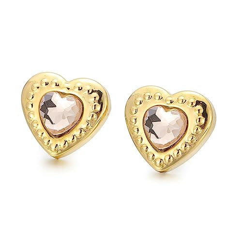 Boucles d'oreilles piercing d'oreille clous acier inoxydable cœur zircone femme