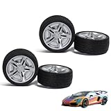 4Pcs Black Tires, Simulation Rubber Wheel Tire Wheel Toy Model DIY RC Spare Parts Easy Installation Small in Size,Tire and Wheel Sets,Remote and App Controlled Vehicles and Parts,Wheels and Tires,48mm