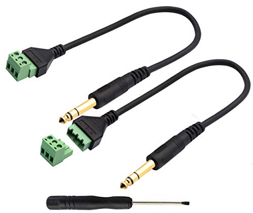 Conector Terminal de Tornillo 6.35mm Stereo Audio 2 Pins 30cm Pack 2 miniatura 1