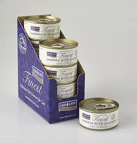 Fish4Cats Latas de sardina con anchoa, 70 g, 10 unidades
