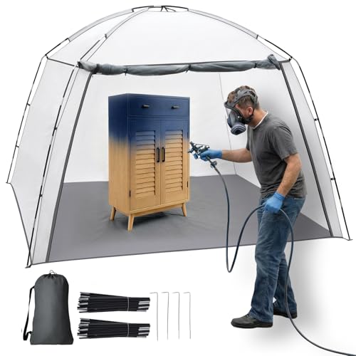 VOXOR Portable Paint Booth Tent Large 10 x 6 x 6.6 ft Spray Paint Tent with Built-in Floor & Mesh Screen & Windproof Stakes Spray Paint Shelter for Furniture DIY Hobby Tool Overspray Paint Room