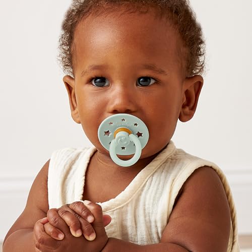 Image of Itzy Ritzy Natural Rubber Pacifiers - Baby Pacifiers with Cherry-Shaped Nipple & Large Air Holes for Added Safety - Set of 2 Glow in The Dark Binkies (Ages 0 - 6 Months)