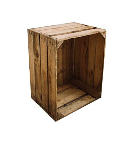 Teramico Caja de madera para manzanas, fruta, vino, caja de madera, vintage, shabby cepillado, estable y 50 x 40 x 30 cm (individual)