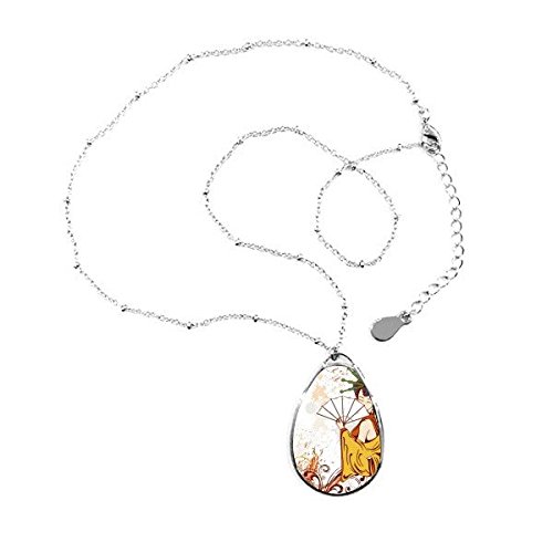 Pendentif en forme de larme avec illustration geisha d'art