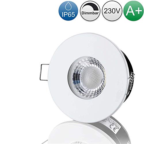 Preisvergleich Produktbild lambado® Premium LED Spots Dimmbar für Badezimmer in Weiss - Moderne Deckenstrahler / Einbaustrahler IP65 für Außen inkl. 230V 5W GU10 Strahler warmweiß - Hell & Sparsam