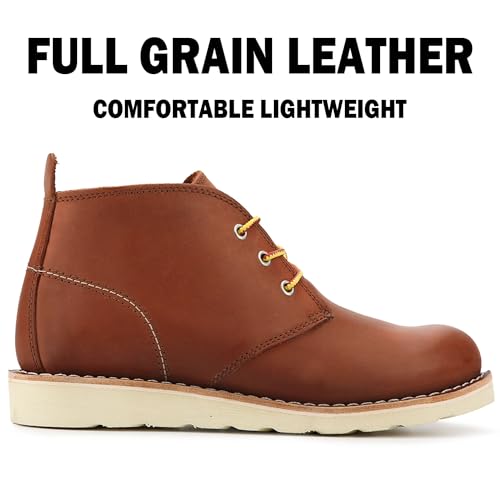 Work Boots for Men, Wedge Chukka Boot, Lightweight Oil & Slip Resistant Comfortable Outsole, Goodyear Leather Welt, EH, Construction 84981-A2