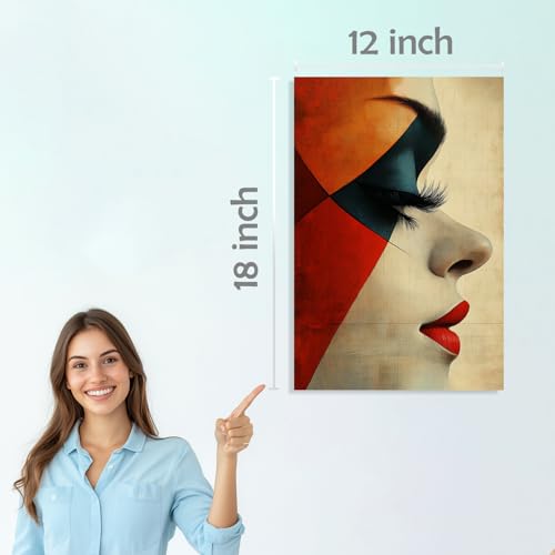 Image of SiddArtify Modern Abstract Woman Wall Art Prints Set - Geometric Face Poster Decor for Living Room Bedroom Office - 12x18 inch Sticker Pack of 6