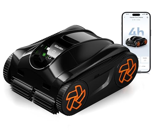 Pool Cleaner K40, 4H Runtime Cordless Robotic Pool Vacuum, Touch Screen, Smart Navigation, Cleans Floor, Walls, Waterline, Ideal for Above & In-Ground Pools, Self-Parking