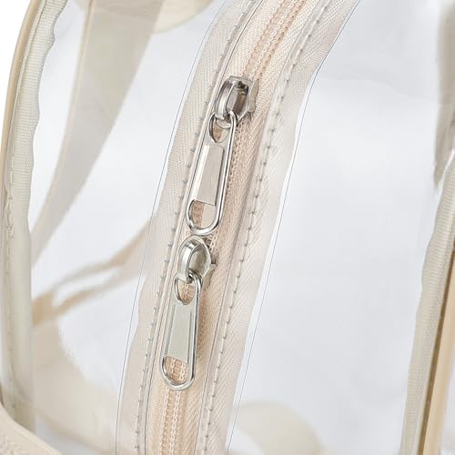 Image of Busiuw Cream Clear Event Backpack 12x12x6 with Front Pocket, Women's Fashion, Multi-Sport, 11.5 inchL x 9.5 inchW x 6 inchH