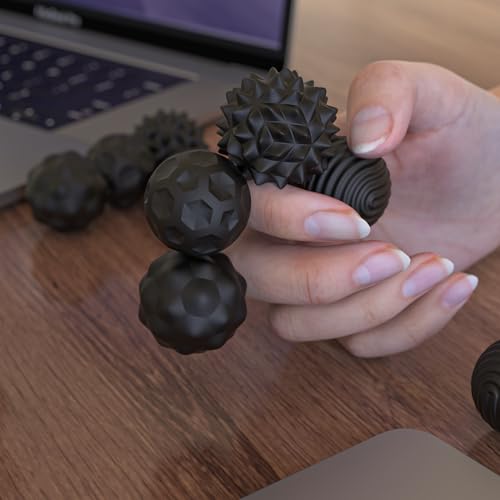 Image of Magnetic Sensory Fidget Ball Toy Silicone-Coated Stress Relief Balls Ideal for Adults Teens Relieve Stress Boost Focus (Black)