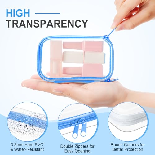 Image of Hoolerry 4 Pcs Hard Clear Zipper Case Makeup Bags Plastic Zipper Pouch Transparent Storage Box Containers for Cosmetics, Snacks, Building Blocks, Puzzles(Clear,5 x 3 x 2 in,Multicolor)