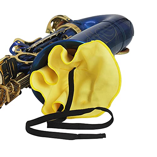 Alnicov Saxophone Cleaning Care Kit mit 3-teiligem Reinigungstuch und Mundstückbürste Wartungswerkzeug für Musikinstrumente (gelb)