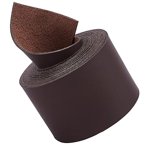 GORGECRAFT Full Grain Leather Straps 2 Inches Wide 78 Inches Long Single Sided PU Leather Strip for DIY Crafts Projects Clothing Wrapping Making Bag Strap (Dark Brown
