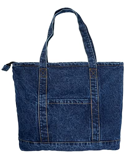 YunZh Bolsa jeans estilo casual leve clássica retrô bolsa de ombro para compras, E-azul-escuro, Medium