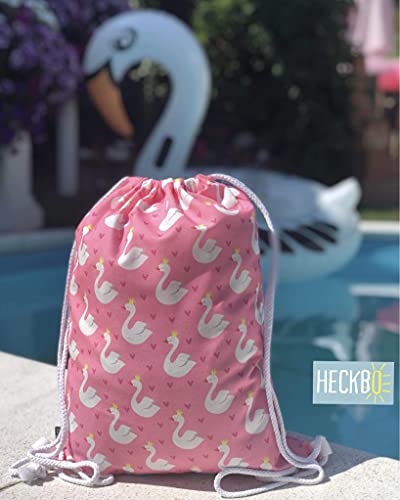 HECKBO® Schwan Gymtas voor dames en meisjes, met sponzen en harten (beide zijden), 40 x 32 cm, wasmachinebestendig… - Image 5
