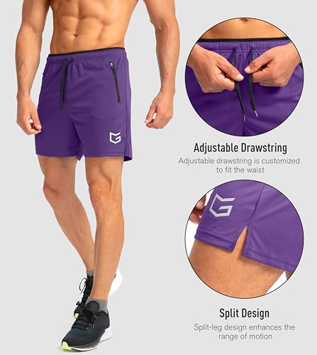 Image of G Gradual Men's Gym Workout Shorts Zipper Pockets 5 inch / 7 inch Quick Dry Breathable Runing Athletic Short for Men