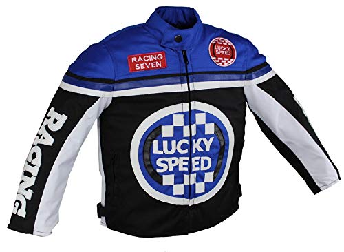 Euro Stars Veste de motard pour enfant, veste de moto, veste textile pour enfant, veste de motard, veste de course bleue, bleu, XXXL