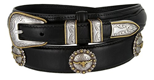 Antique Gold Buckle Set Oil Tanned Genuine Leather Ranger Belt 1-3/8