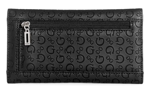 GUESS Women's Basira Logo Embossed Slim Trifold Wallet Clutch Bag - Black2