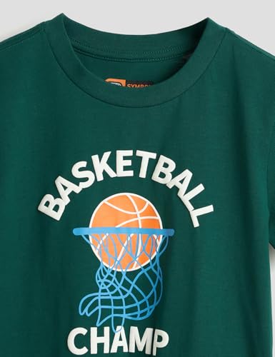 Image of Amazon Brand - Symbol Boys 100% Cotton Graphic Printed Half Sleeves T-Shirt | Age 6-14 Years